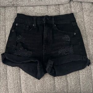 Aeropostale Black Ripped Jean Shorts, Size 0
